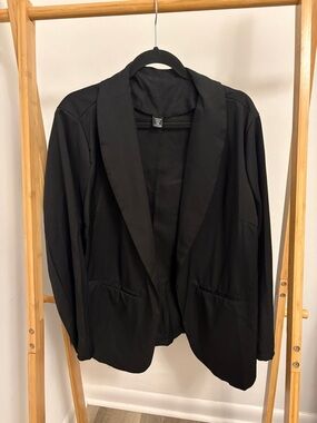 SHEIN Black Open-Front Shawl Collar Blazer